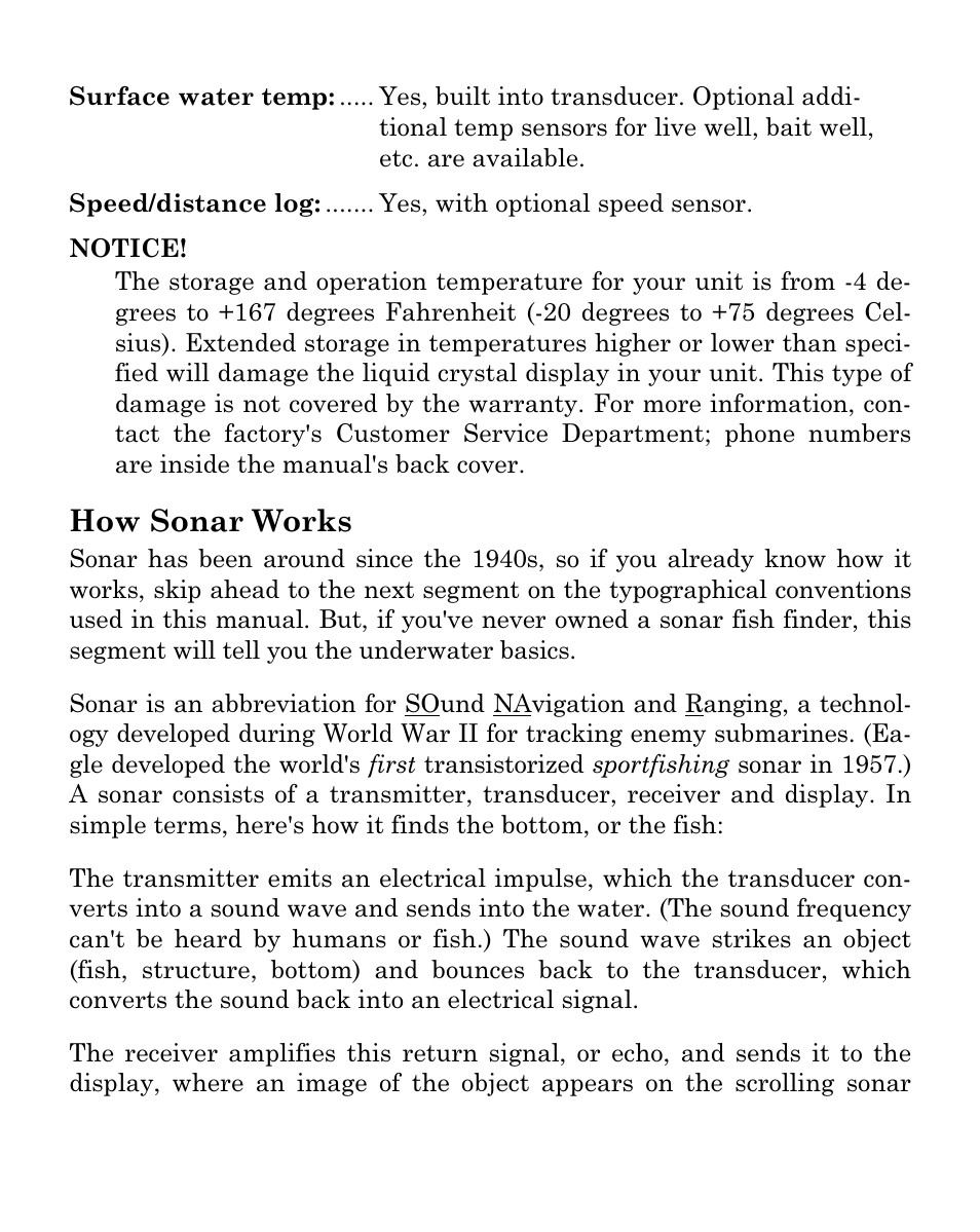 How sonar works | Eagle Electronics FISHEASY 320C User Manual | Page 9 / 104