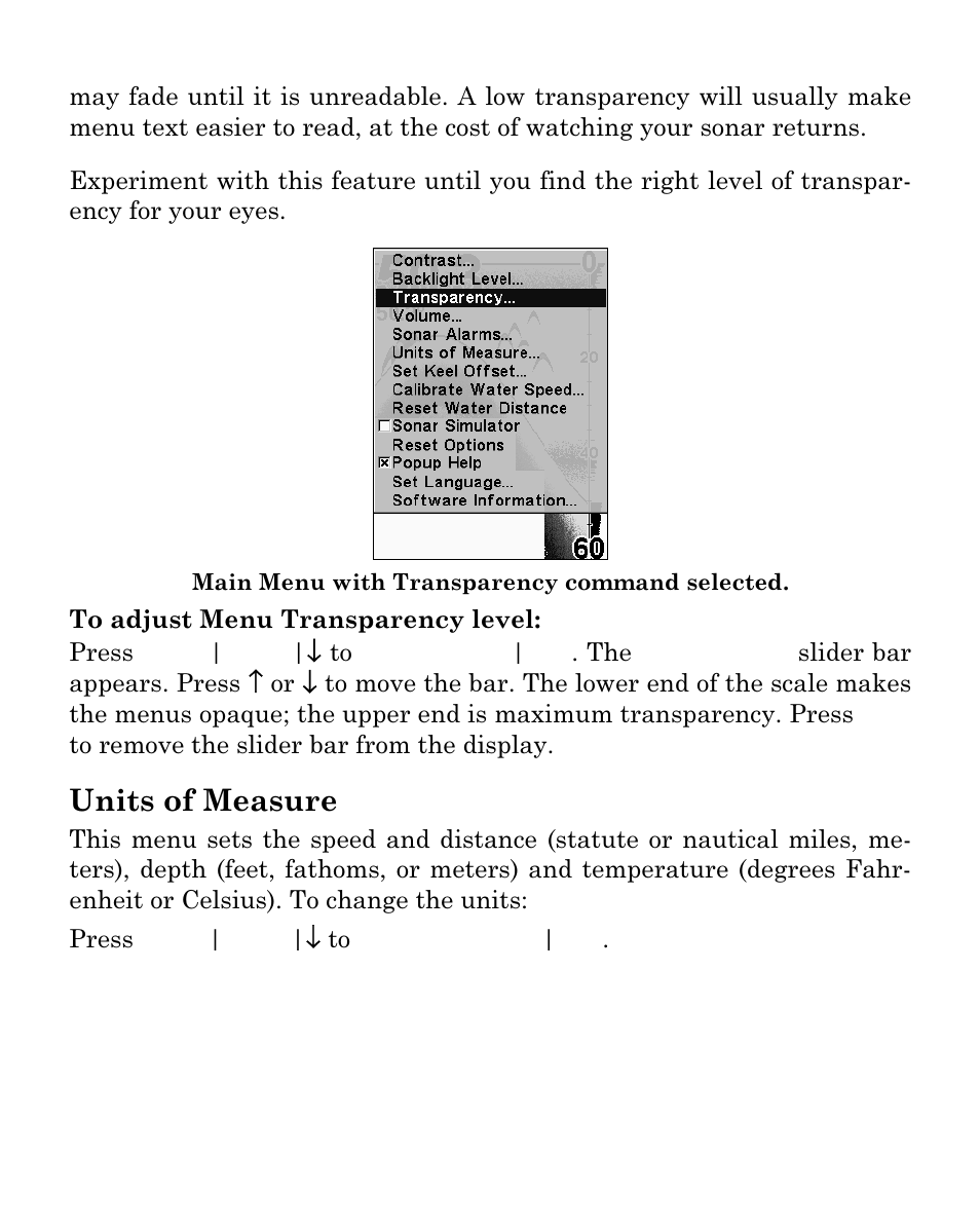 Units of measure | Eagle Electronics FISHEASY 320C User Manual | Page 90 / 104