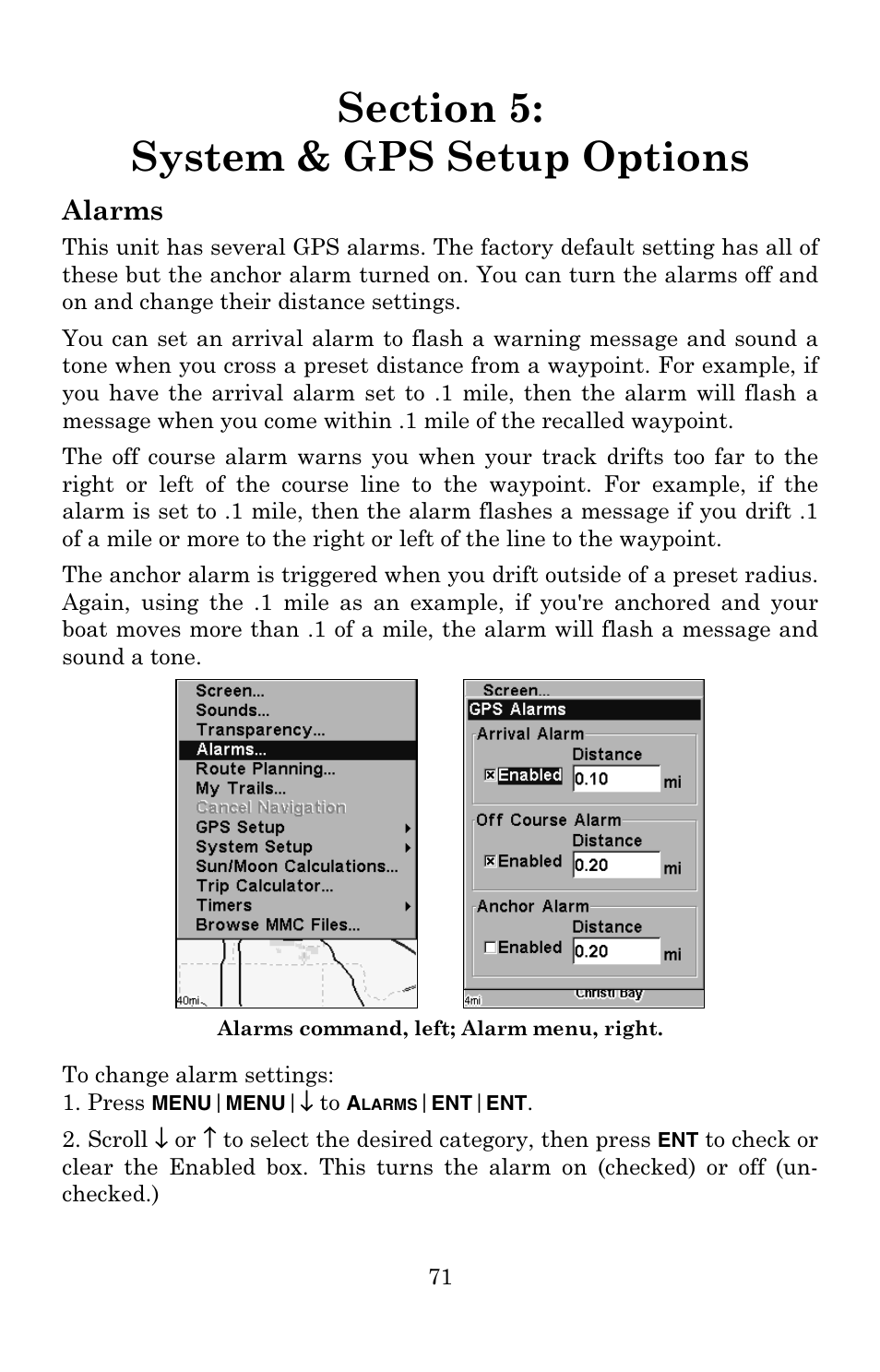 Alarms | Eagle Electronics IntelliMap 500C User Manual | Page 77 / 140