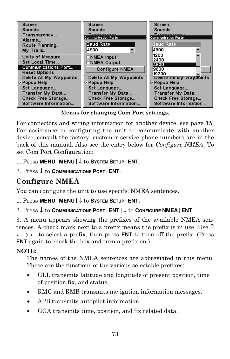 Configure nmea | Eagle Electronics IntelliMap 500C User Manual | Page 79 / 140