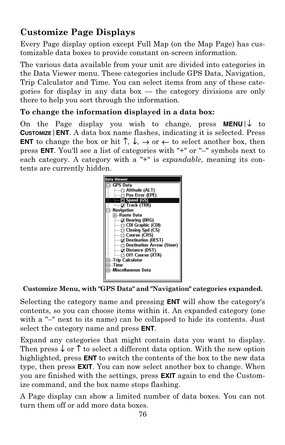 Customize page displays | Eagle Electronics IntelliMap 500C User Manual | Page 82 / 140