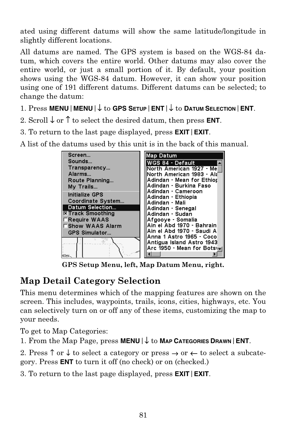 Map detail category selection | Eagle Electronics IntelliMap 500C User Manual | Page 87 / 140