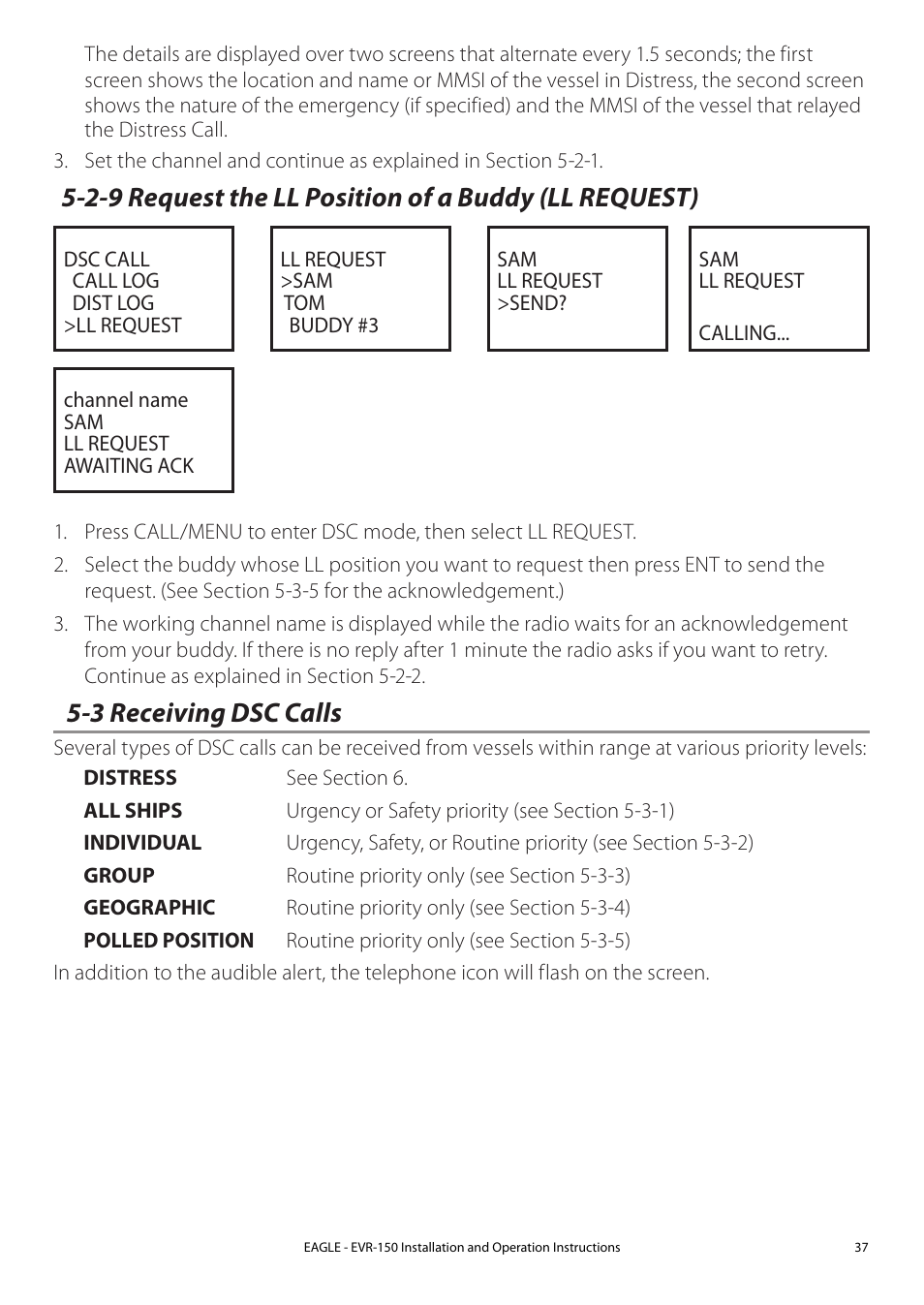 3 receiving dsc calls | Eagle Electronics EVR-150 User Manual | Page 37 / 60