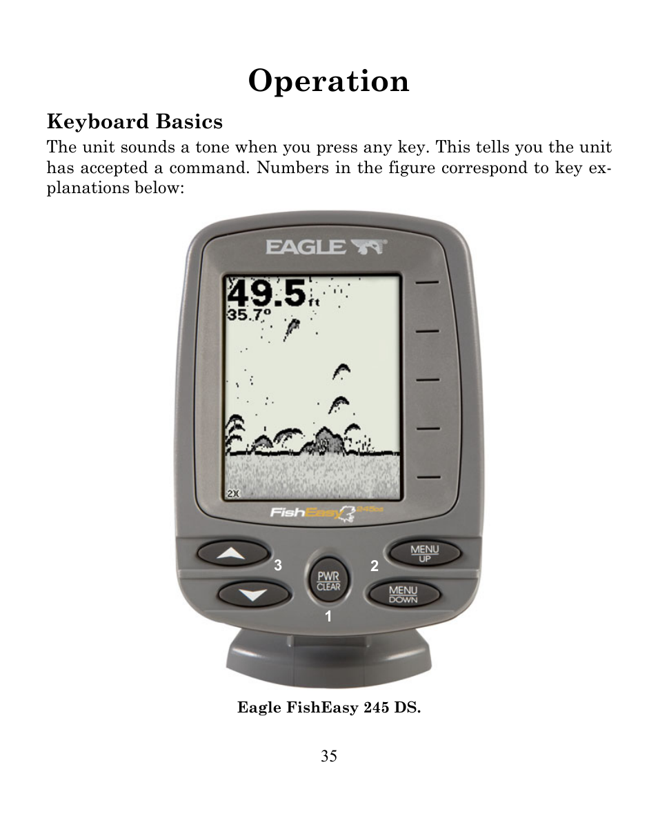 Operation, Keyboard basics | Eagle Electronics FISHEASY 245DS User Manual | Page 39 / 72