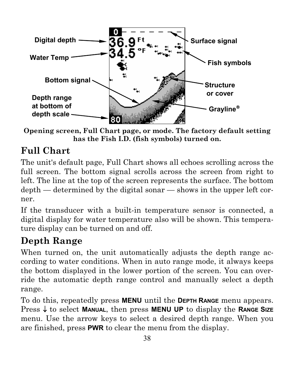 Full chart, Depth range | Eagle Electronics FISHEASY 245DS User Manual | Page 42 / 72