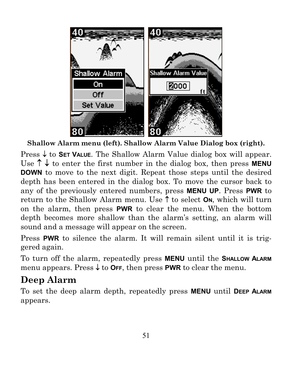 Deep alarm | Eagle Electronics FISHEASY 245DS User Manual | Page 55 / 72