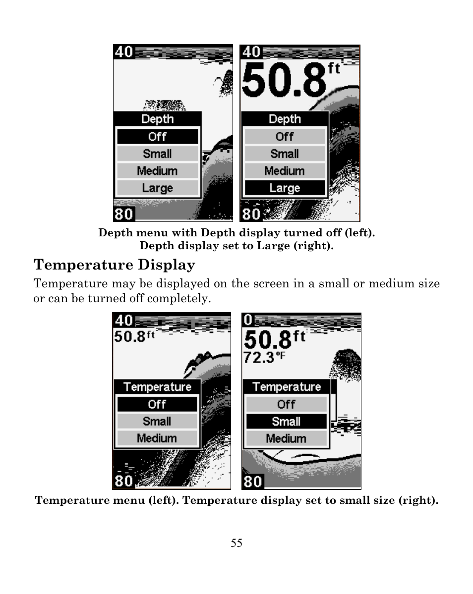 Temperature display | Eagle Electronics FISHEASY 245DS User Manual | Page 59 / 72