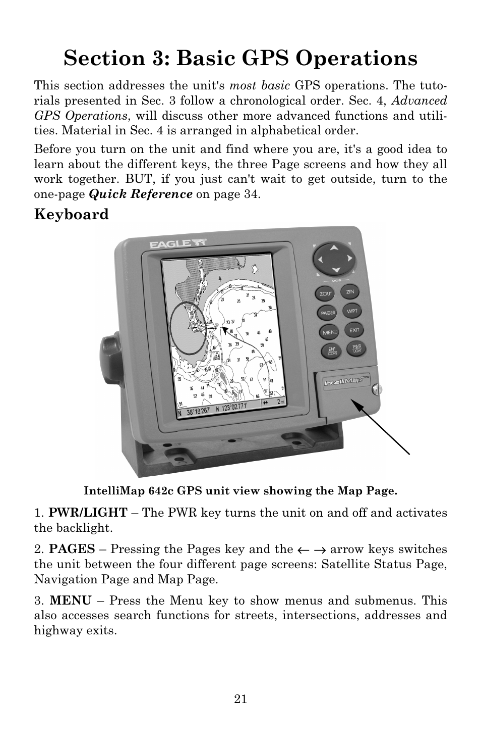 Keyboard | Eagle Electronics 642c iGPS User Manual | Page 27 / 132