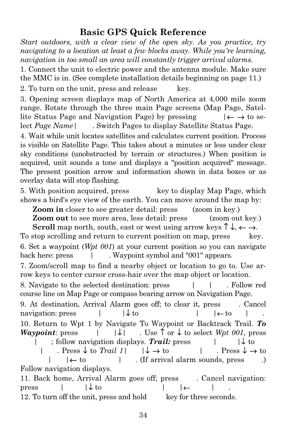 Basic gps quick reference | Eagle Electronics 642c iGPS User Manual | Page 40 / 132