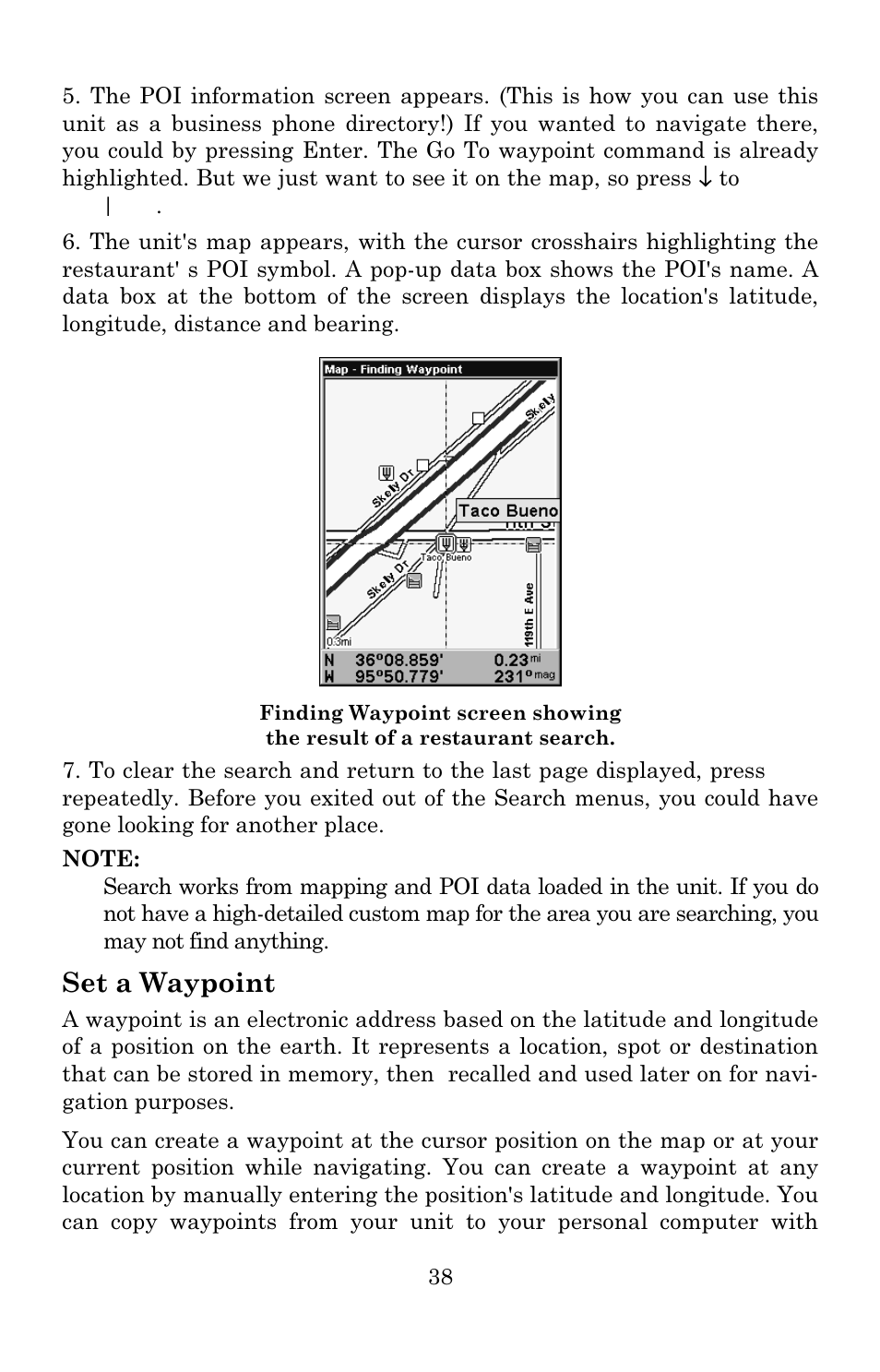 Set a waypoint | Eagle Electronics 642c iGPS User Manual | Page 44 / 132