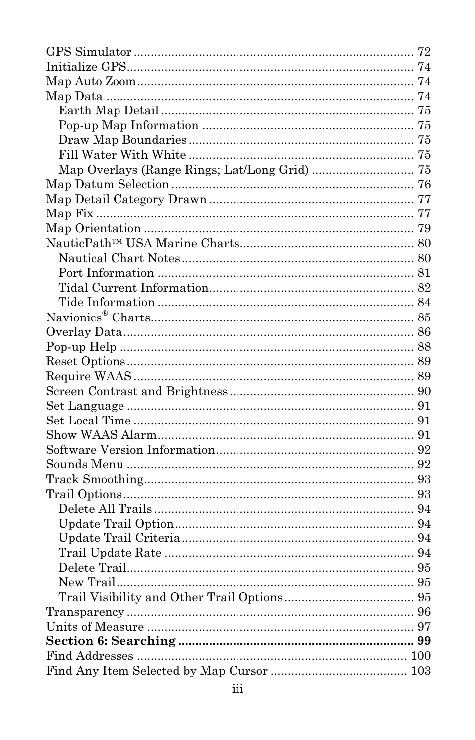 Eagle Electronics 642c iGPS User Manual | Page 5 / 132