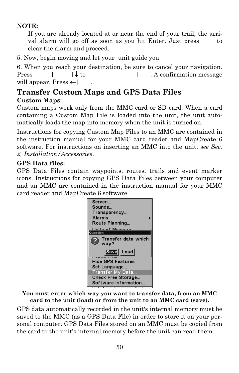 Transfer custom maps and gps data files | Eagle Electronics 642c iGPS User Manual | Page 56 / 132