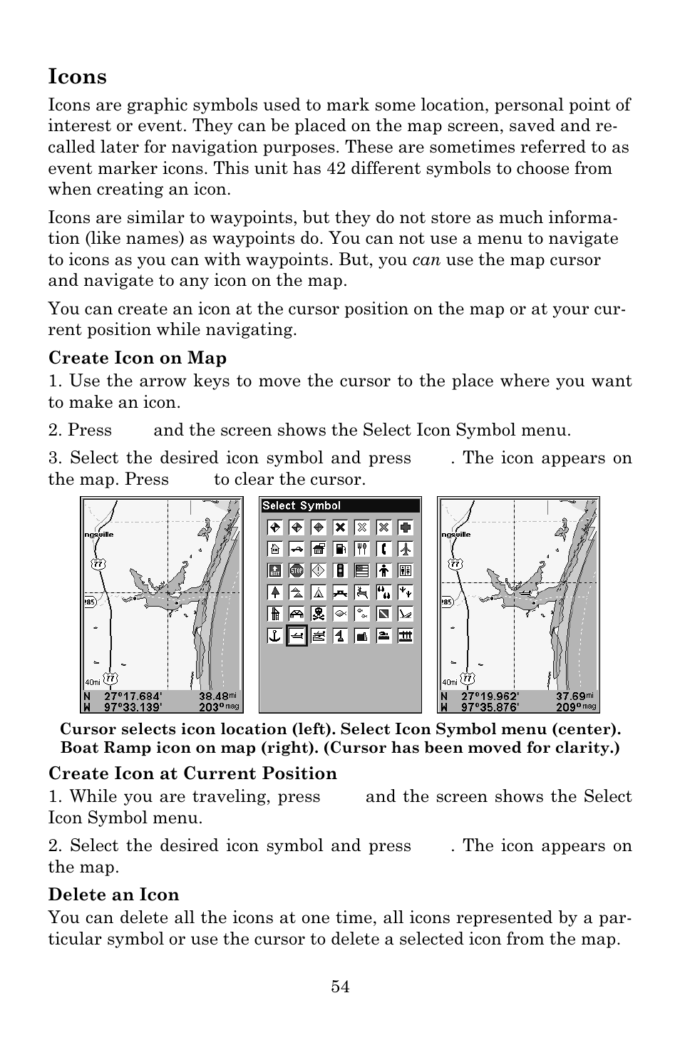 Icons | Eagle Electronics 642c iGPS User Manual | Page 60 / 132