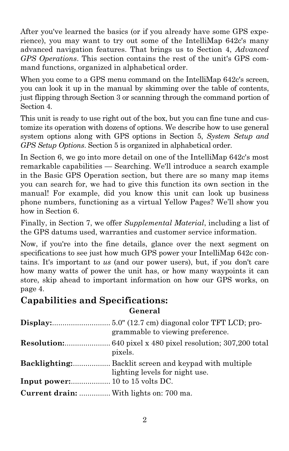 Capabilities and specifications | Eagle Electronics 642c iGPS User Manual | Page 8 / 132