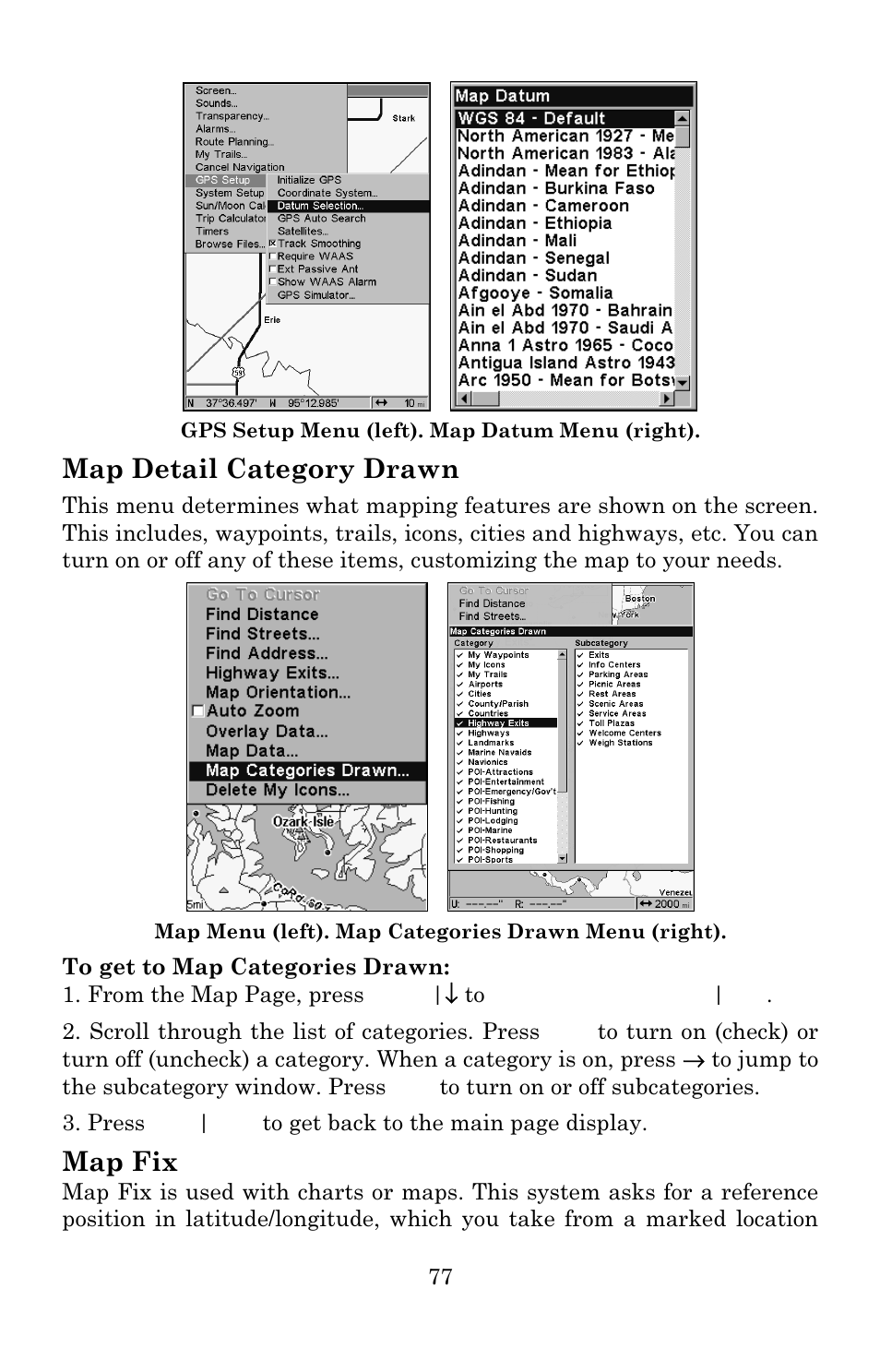 Map detail category drawn, Map fix | Eagle Electronics 642c iGPS User Manual | Page 83 / 132