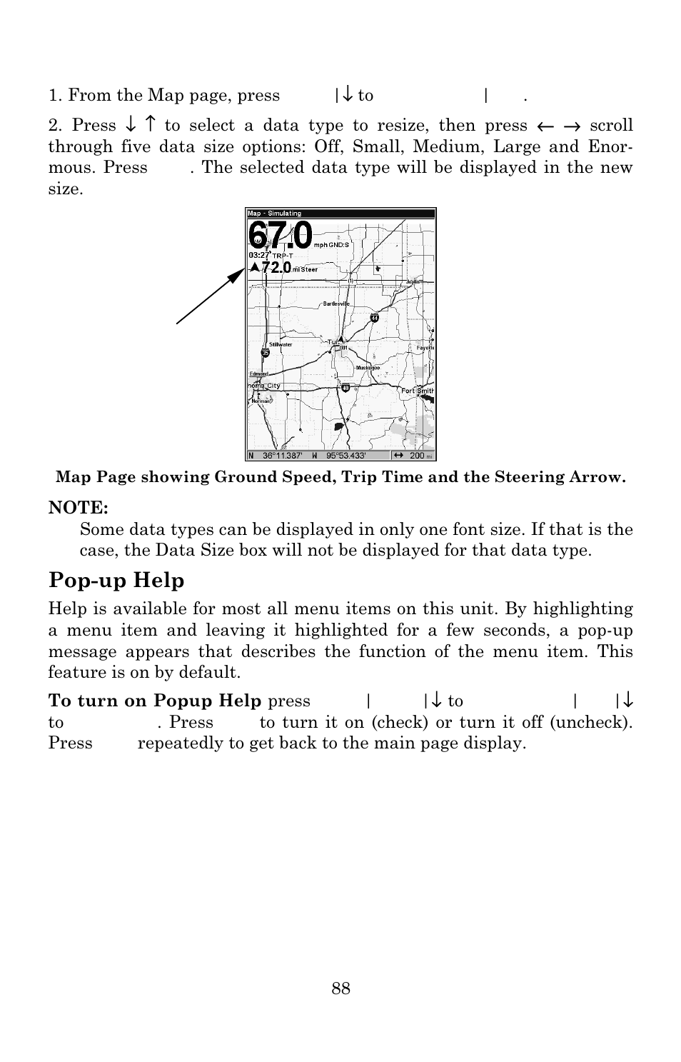 Pop-up help | Eagle Electronics 642c iGPS User Manual | Page 94 / 132