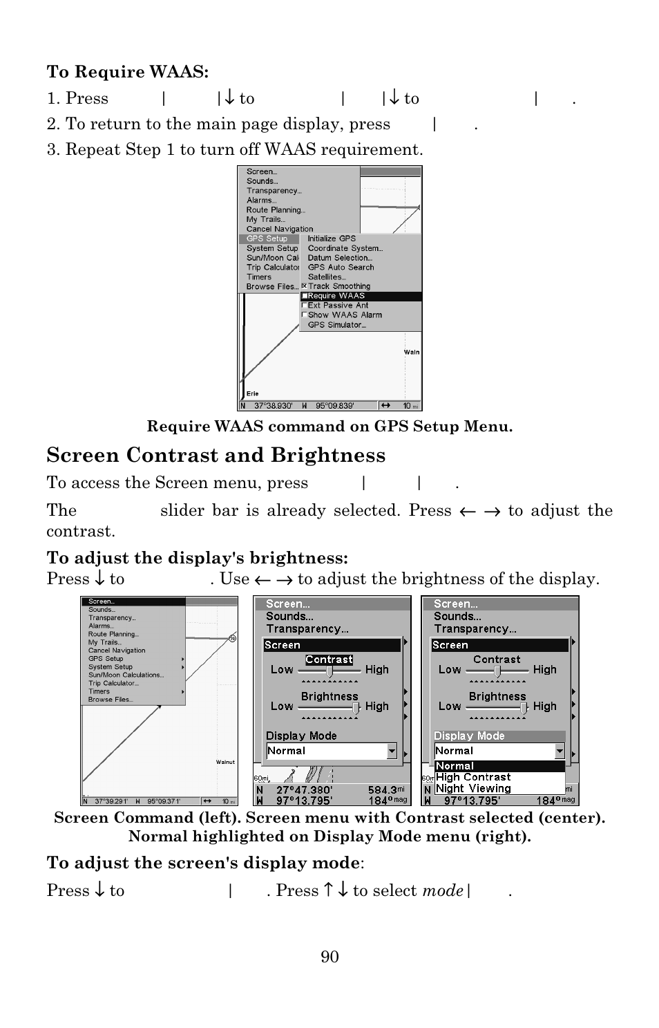 Screen contrast and brightness | Eagle Electronics 642c iGPS User Manual | Page 96 / 132