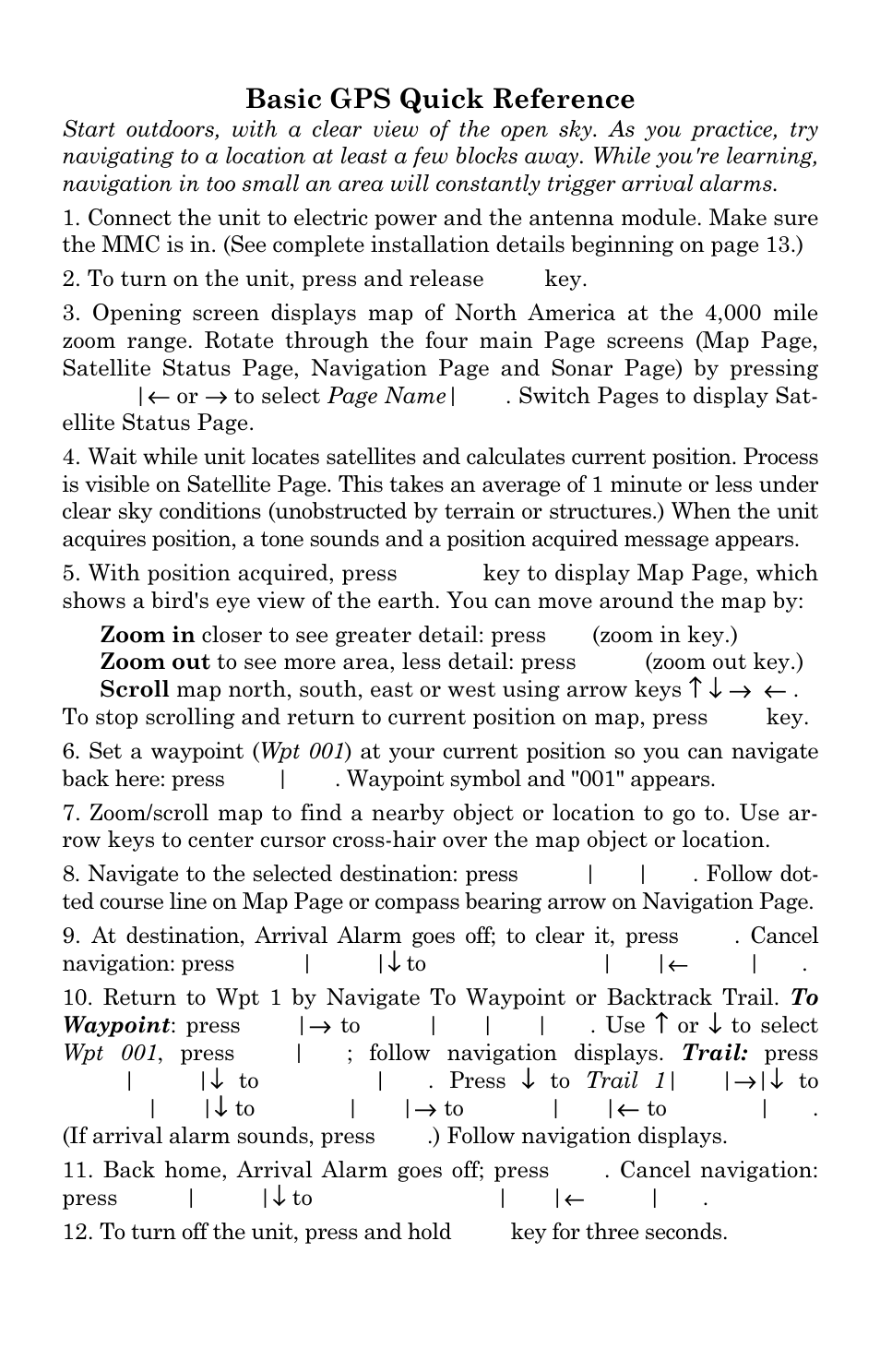 Basic gps quick reference | Eagle Electronics FishElite User Manual | Page 113 / 204