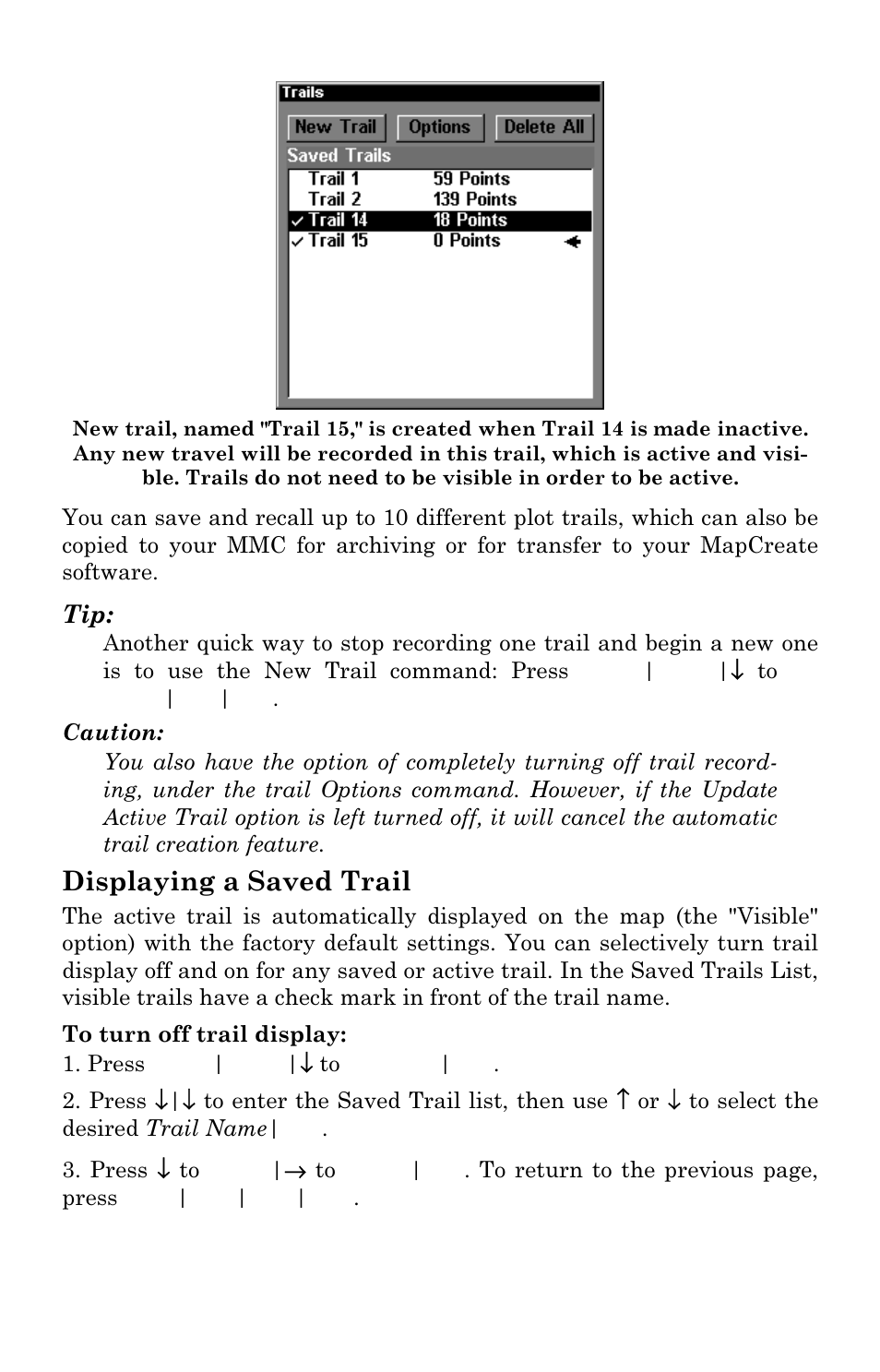 Displaying a saved trail | Eagle Electronics FishElite User Manual | Page 124 / 204