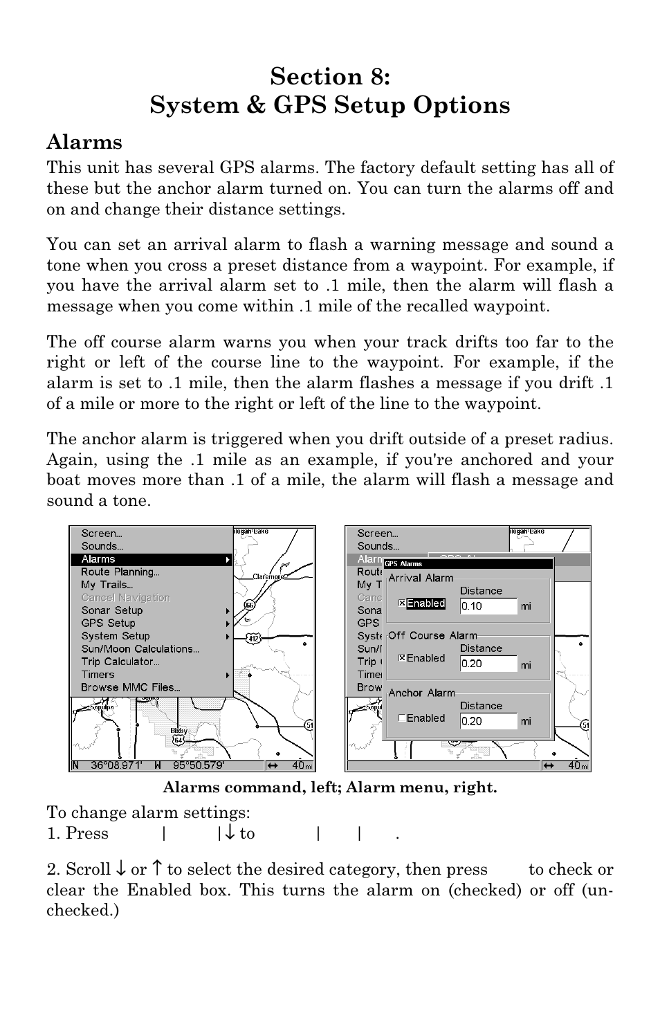 Alarms | Eagle Electronics FishElite User Manual | Page 145 / 204