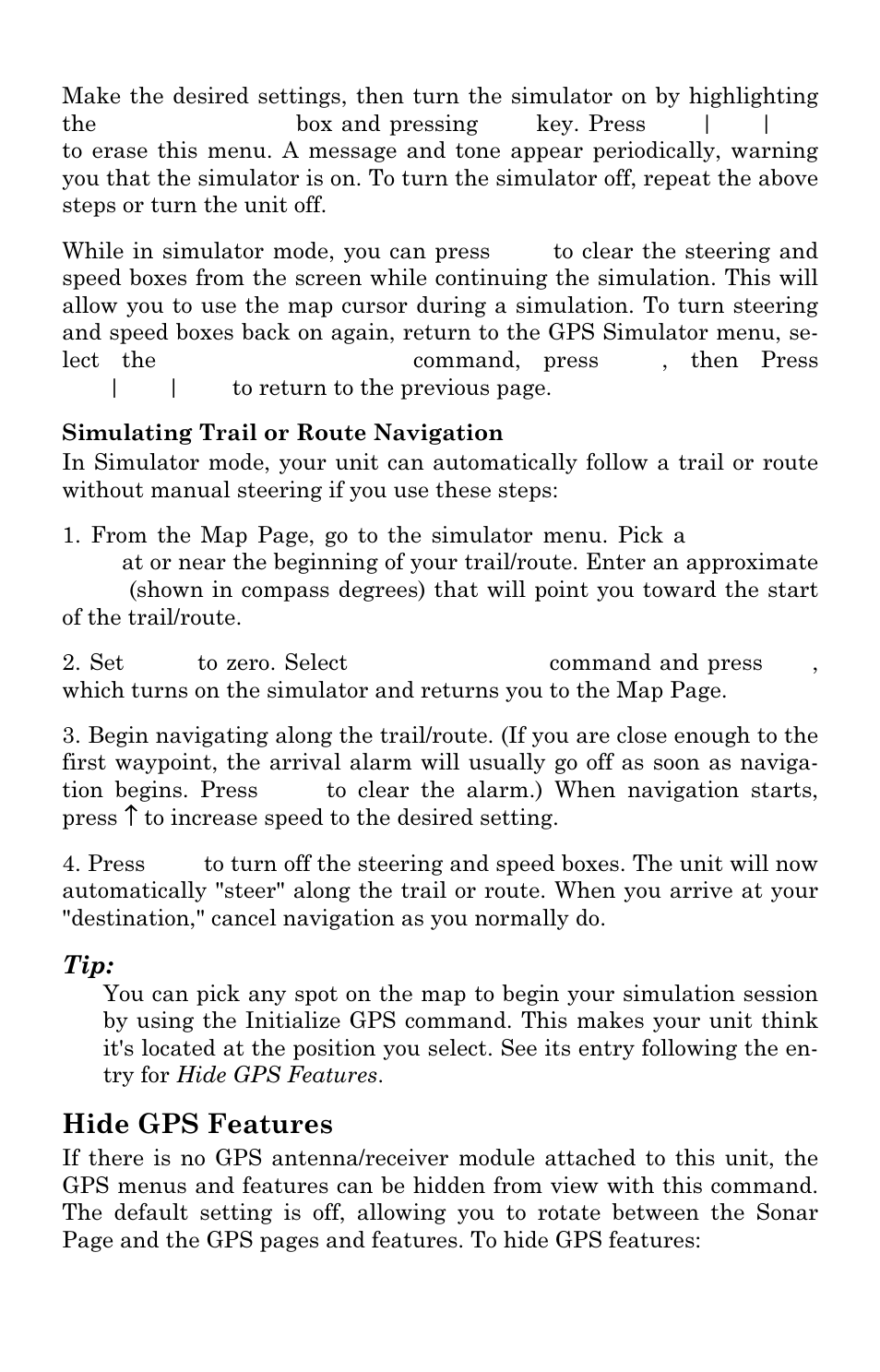 Hide gps features | Eagle Electronics FishElite User Manual | Page 154 / 204