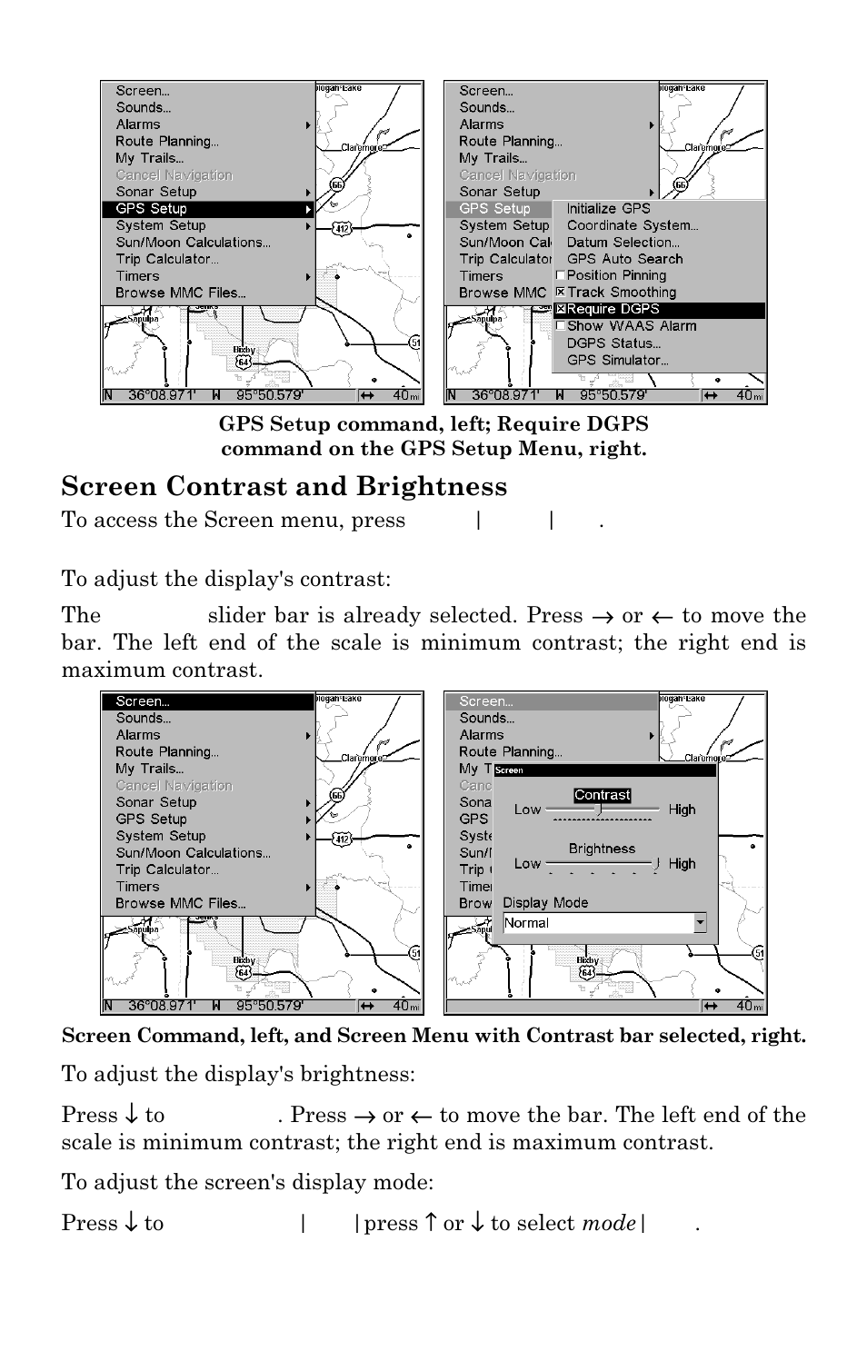 Screen contrast and brightness | Eagle Electronics FishElite User Manual | Page 167 / 204