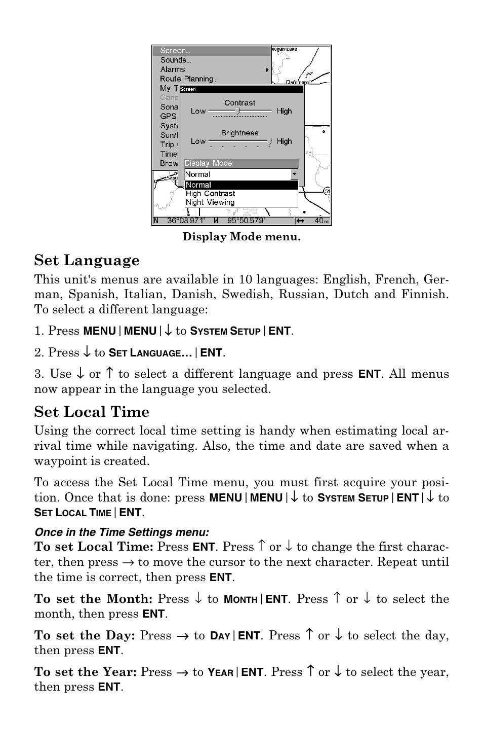 Set language, Set local time | Eagle Electronics FishElite User Manual | Page 168 / 204