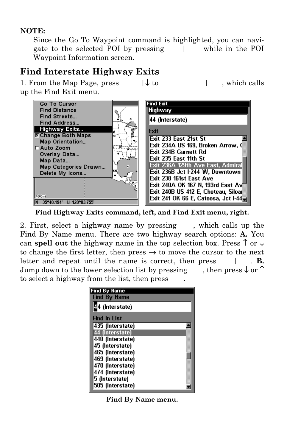 Find interstate highway exits | Eagle Electronics FishElite User Manual | Page 179 / 204