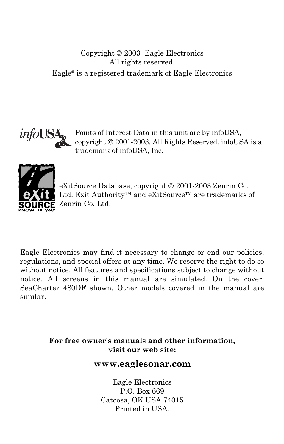 Eagle Electronics FishElite User Manual | Page 2 / 204