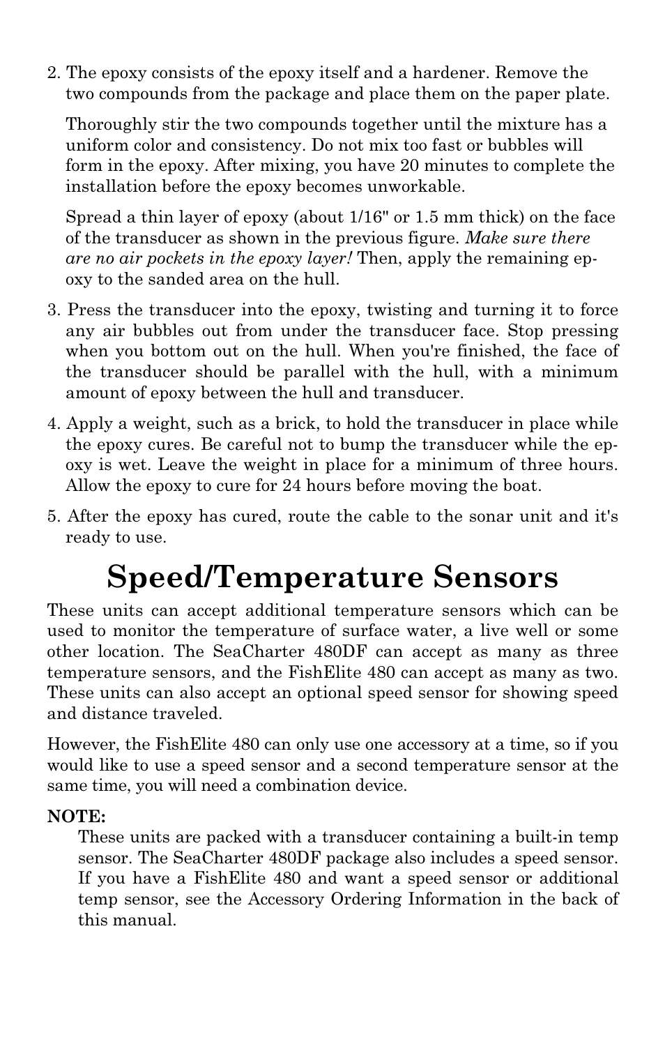 Speed/temperature sensors | Eagle Electronics FishElite User Manual | Page 36 / 204