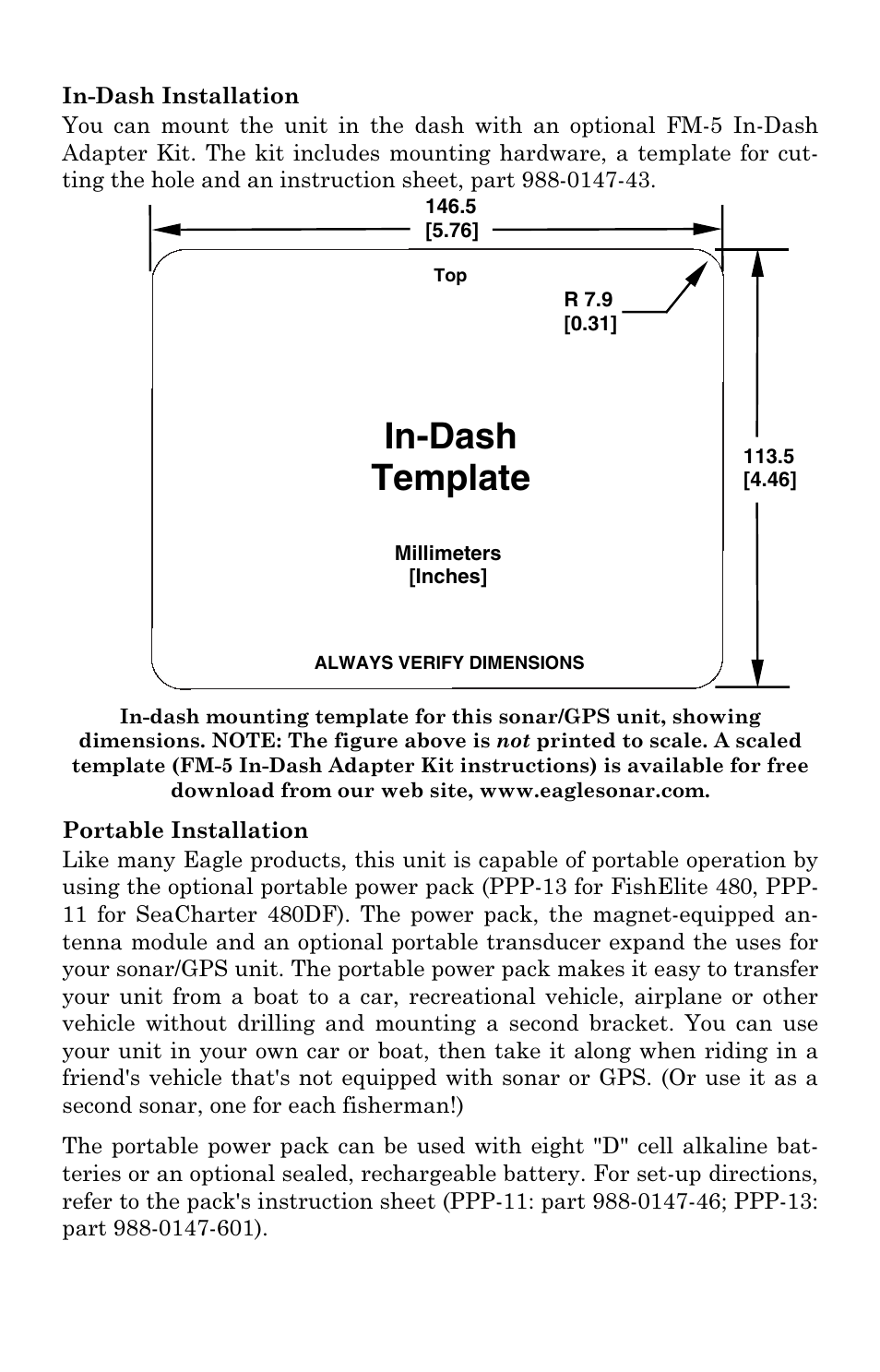 In-dash template | Eagle Electronics FishElite User Manual | Page 47 / 204