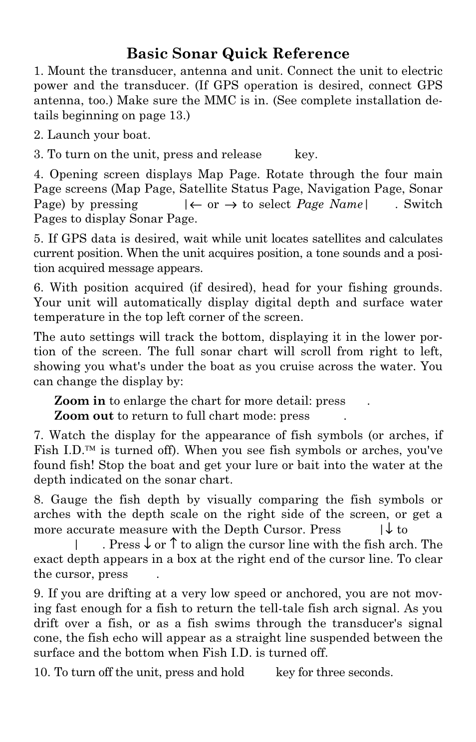 Basic sonar quick reference | Eagle Electronics FishElite User Manual | Page 59 / 204