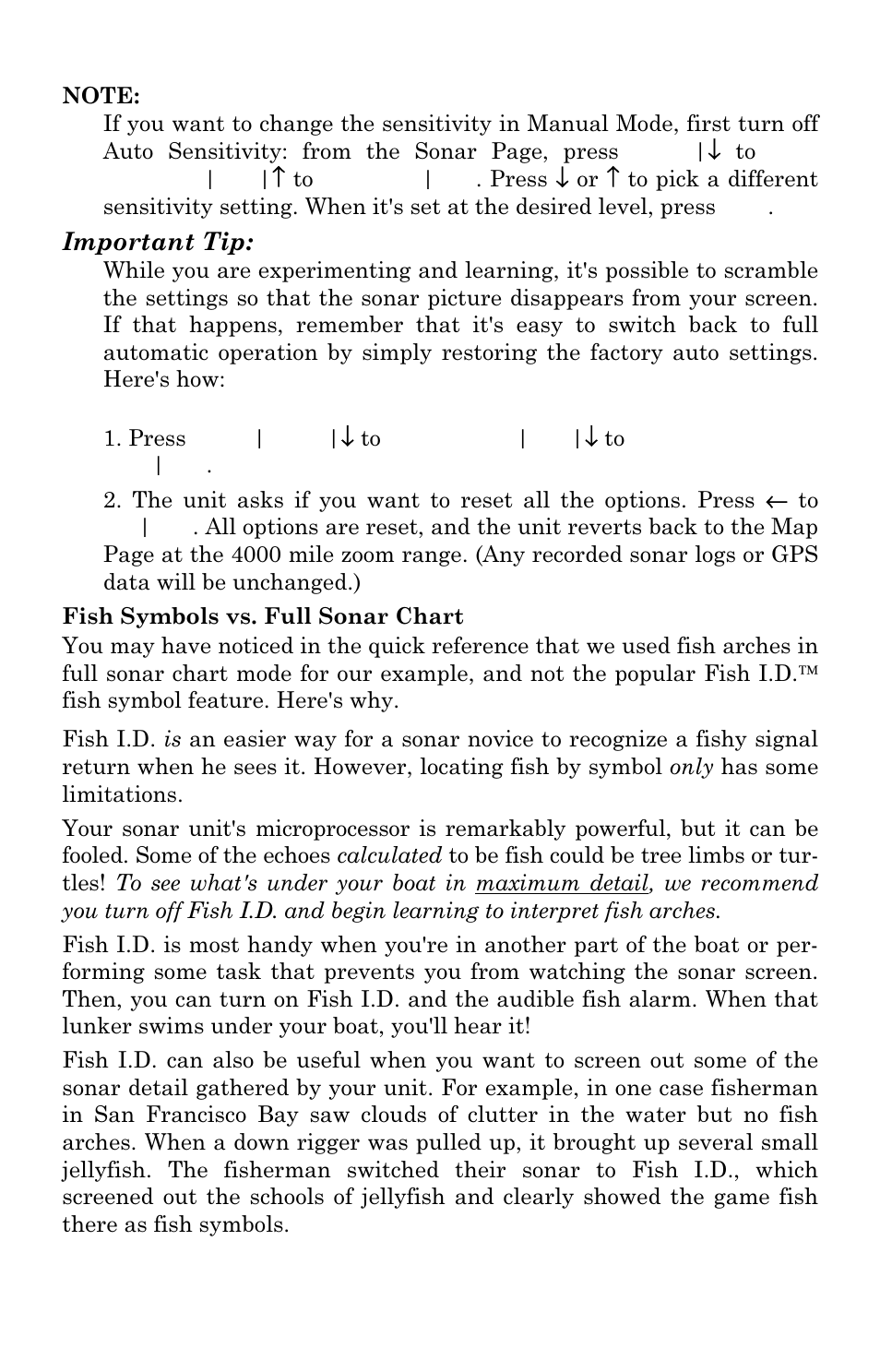 Important tip | Eagle Electronics FishElite User Manual | Page 62 / 204