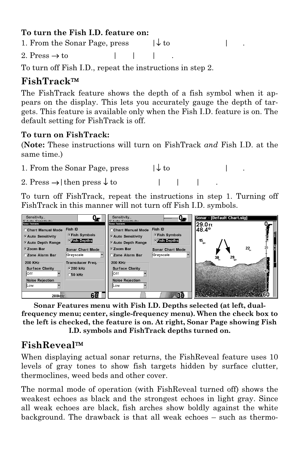 Fishtrack, Fishreveal | Eagle Electronics FishElite User Manual | Page 74 / 204