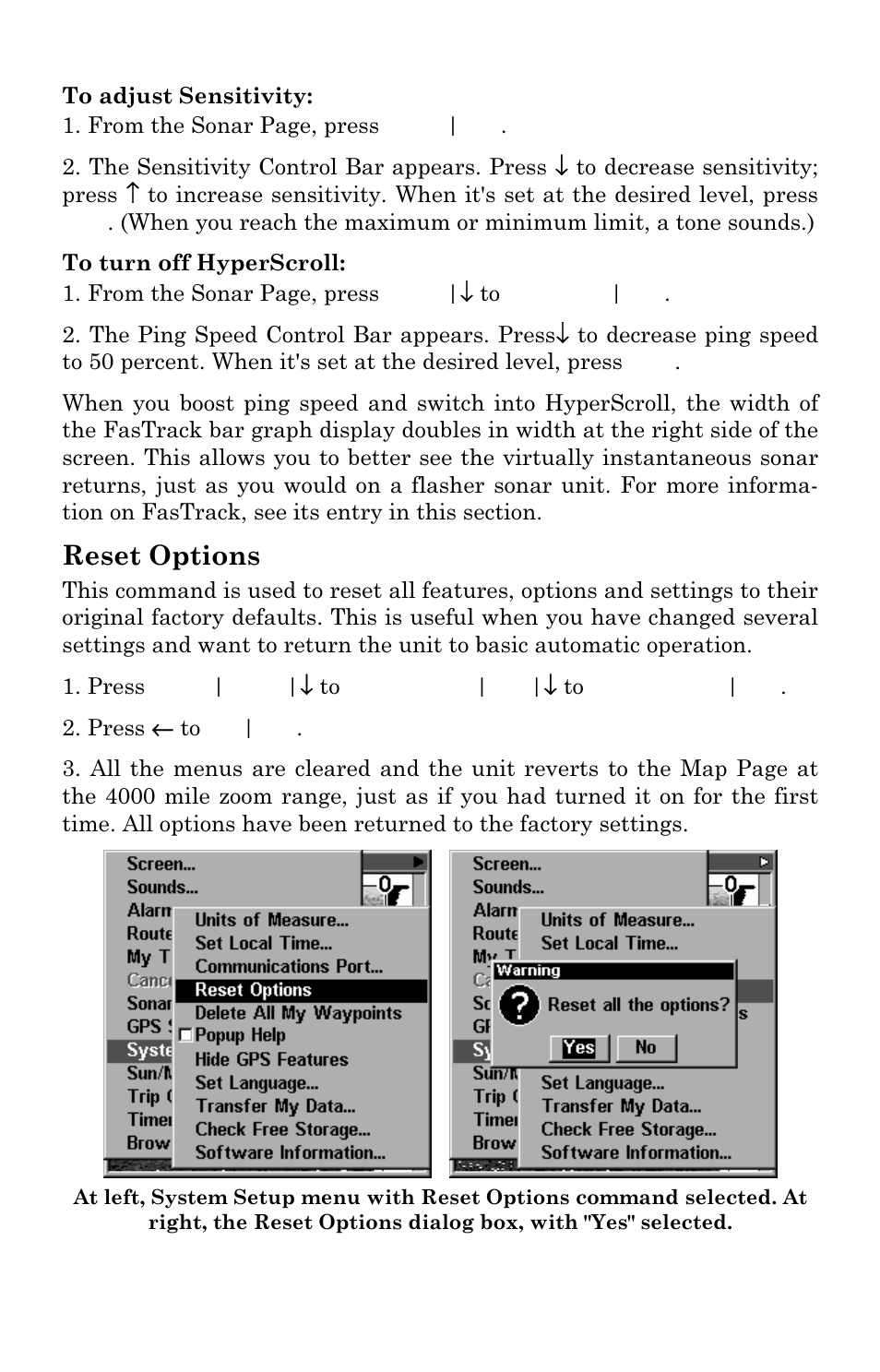 Reset options | Eagle Electronics FishElite User Manual | Page 83 / 204