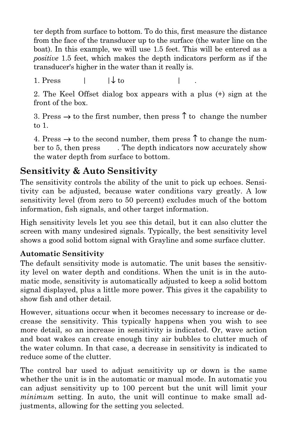 Sensitivity & auto sensitivity | Eagle Electronics FishElite User Manual | Page 85 / 204