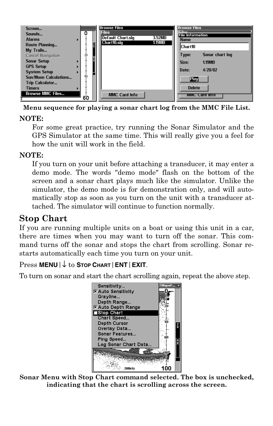 Stop chart | Eagle Electronics FishElite User Manual | Page 94 / 204