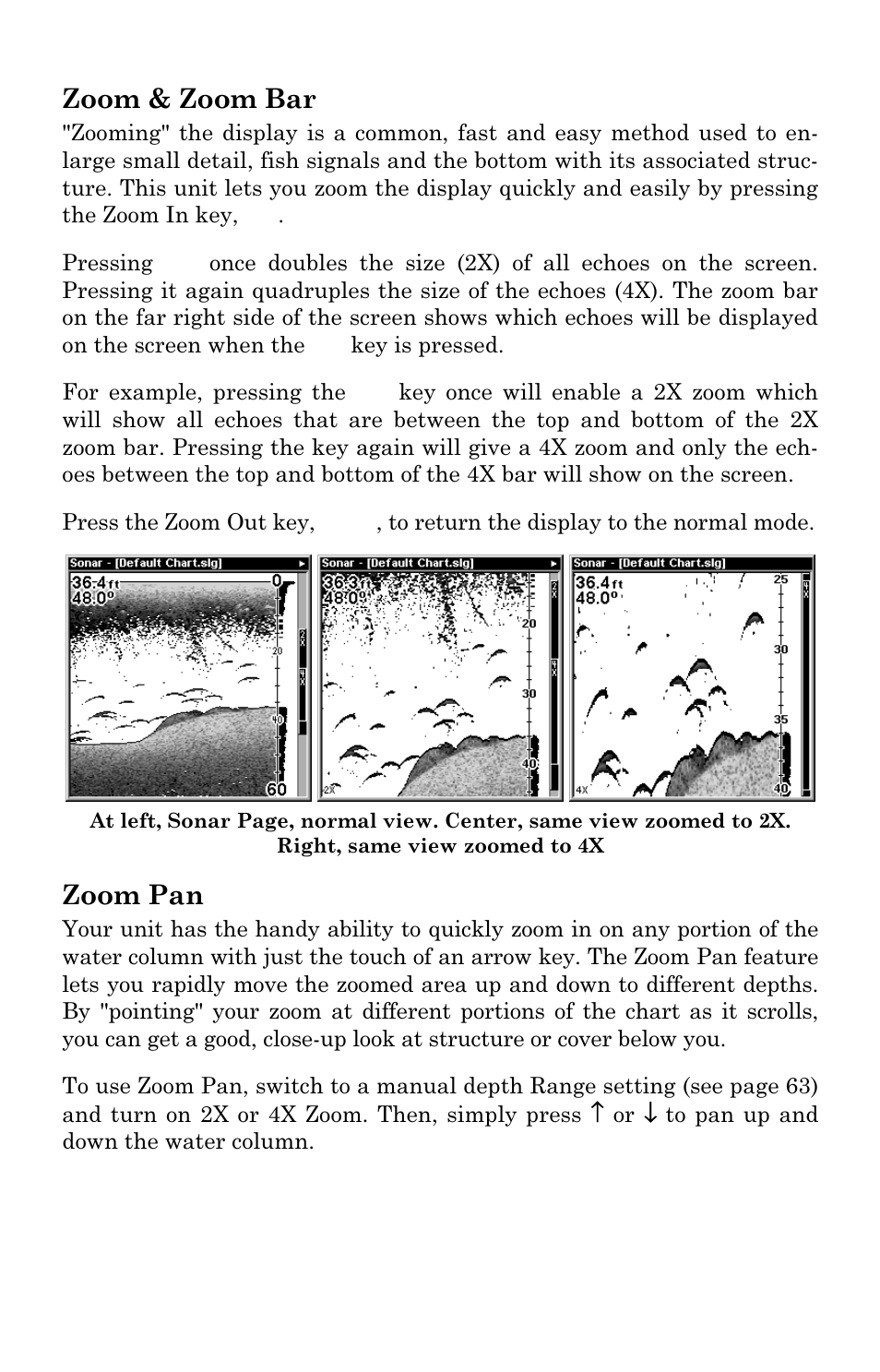 Zoom & zoom bar, Zoom pan | Eagle Electronics FishElite User Manual | Page 96 / 204