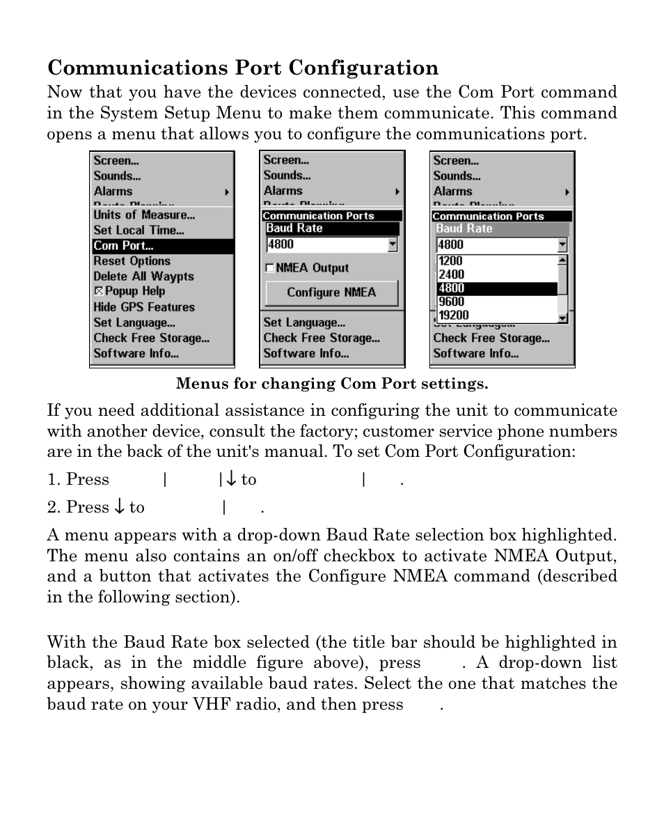 Communications port configuration | Eagle Electronics CUDA 240I S User Manual | Page 6 / 8