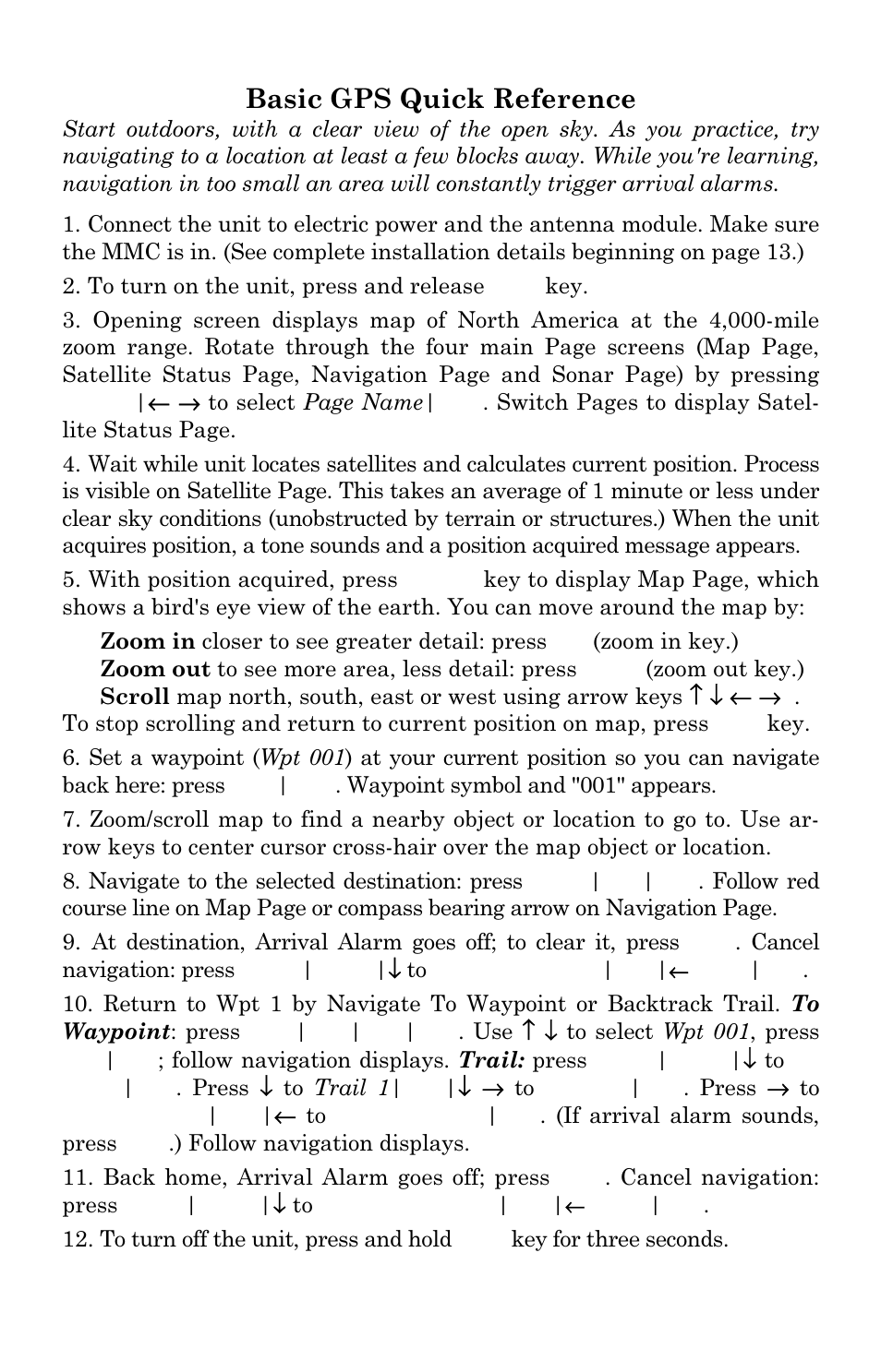 Basic gps quick reference | Eagle Electronics SeaCharter 502cDF User Manual | Page 106 / 196