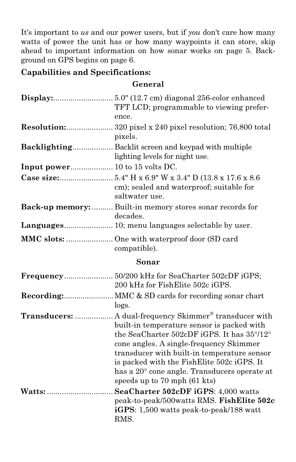 Eagle Electronics SeaCharter 502cDF User Manual | Page 11 / 196