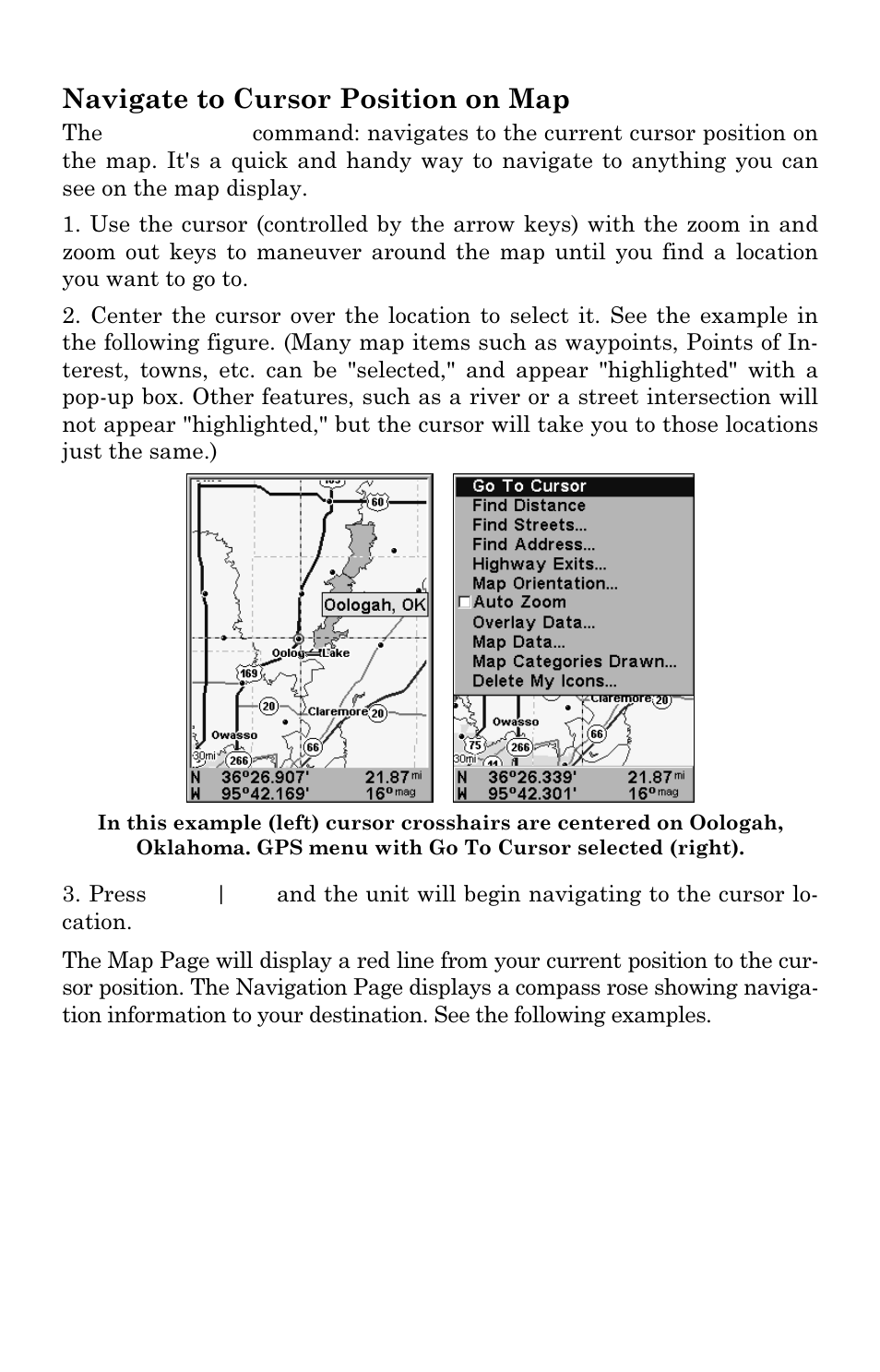 Navigate to cursor position on map | Eagle Electronics SeaCharter 502cDF User Manual | Page 115 / 196