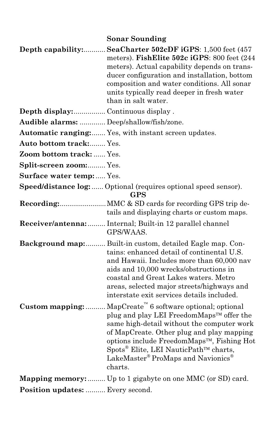 Eagle Electronics SeaCharter 502cDF User Manual | Page 12 / 196