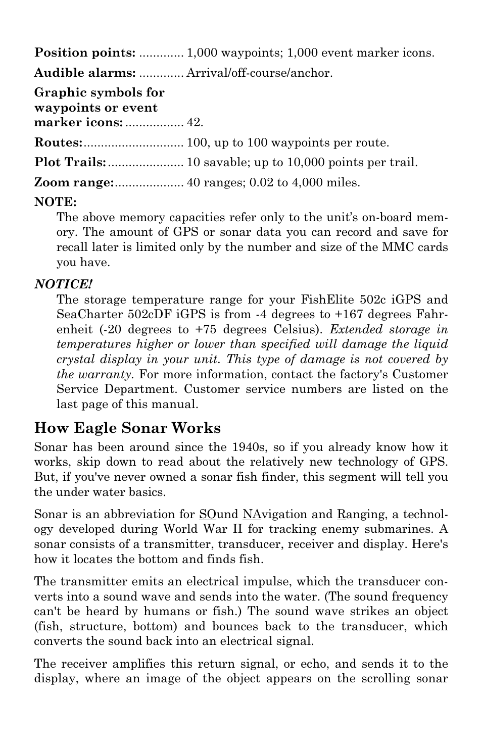 How eagle sonar works | Eagle Electronics SeaCharter 502cDF User Manual | Page 13 / 196