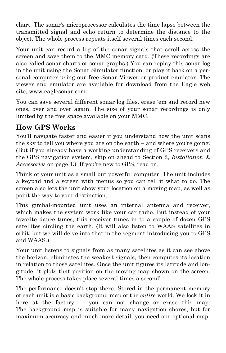 How gps works | Eagle Electronics SeaCharter 502cDF User Manual | Page 14 / 196