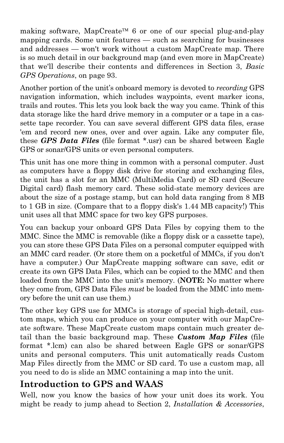 Introduction to gps and waas | Eagle Electronics SeaCharter 502cDF User Manual | Page 15 / 196