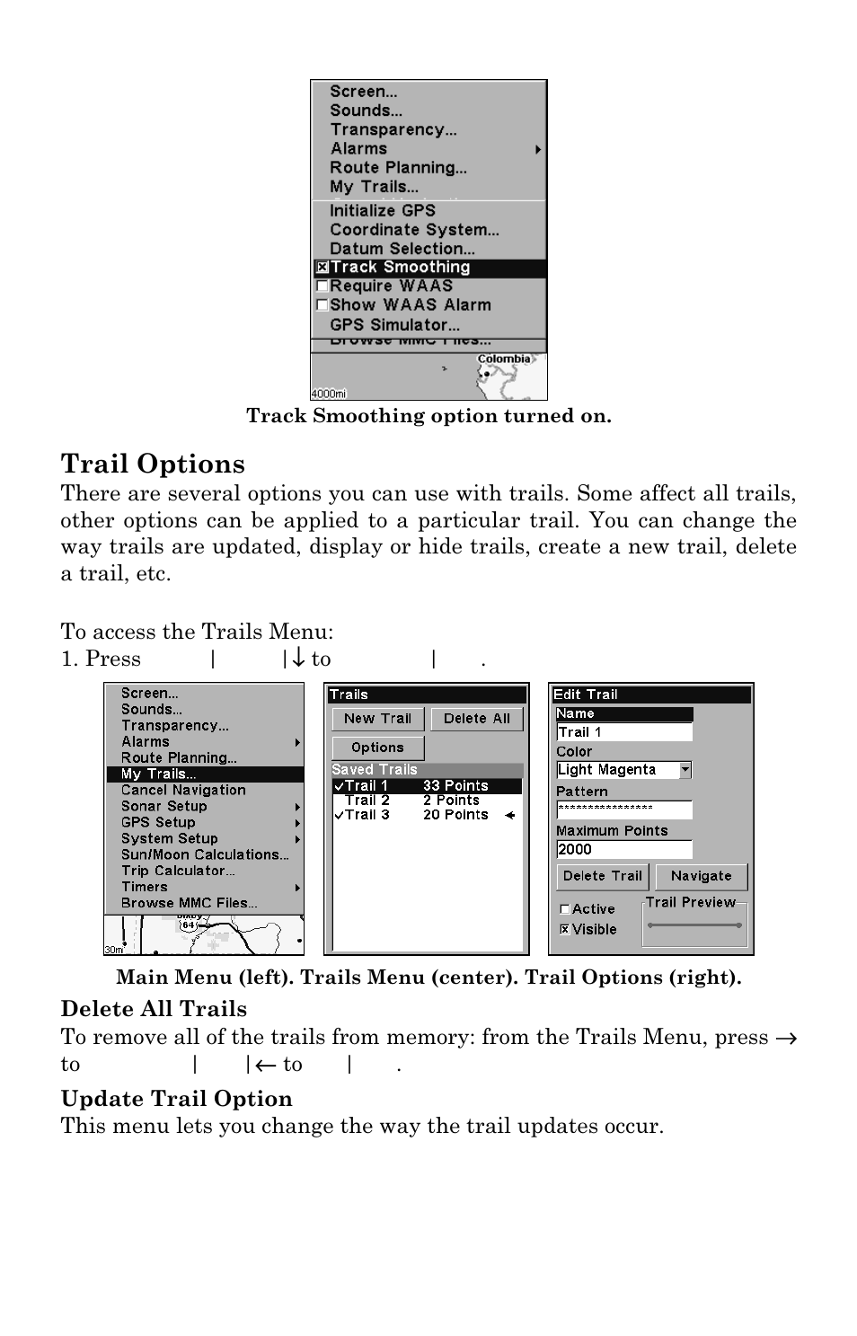 Trail options | Eagle Electronics SeaCharter 502cDF User Manual | Page 165 / 196