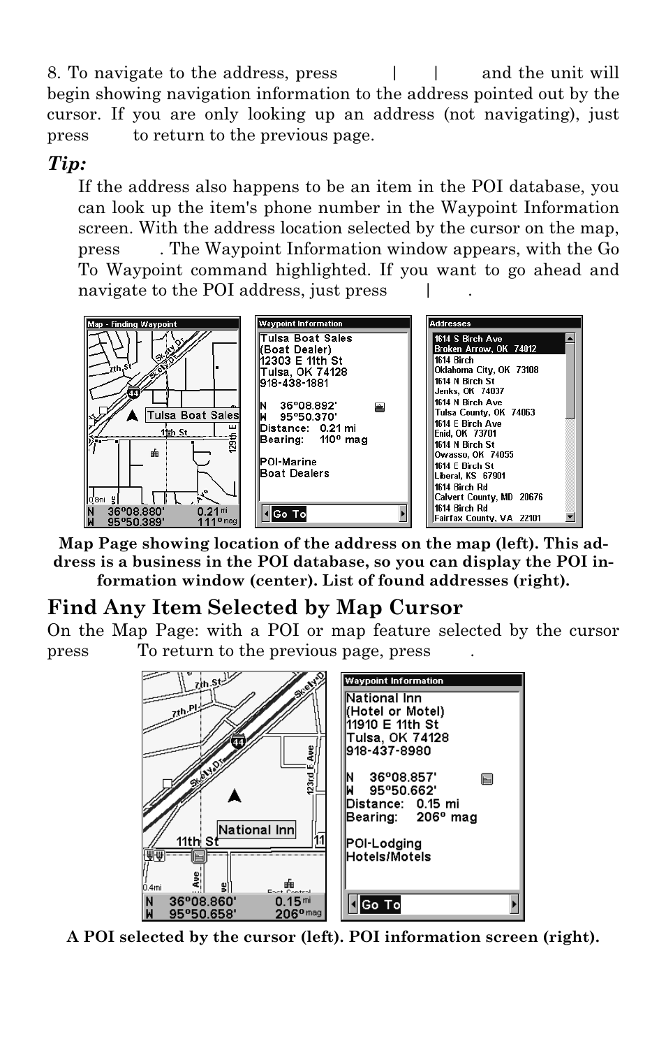 Find any item selected by map cursor | Eagle Electronics SeaCharter 502cDF User Manual | Page 172 / 196