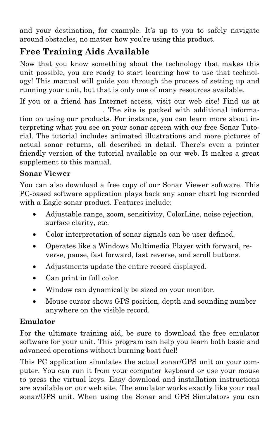 Free training aids available | Eagle Electronics SeaCharter 502cDF User Manual | Page 18 / 196