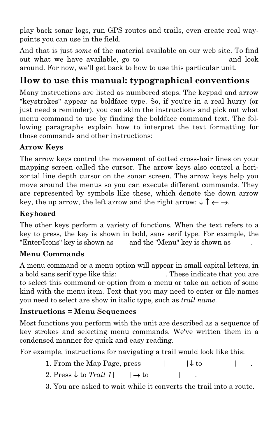 How to use this manual: typographical conventions | Eagle Electronics SeaCharter 502cDF User Manual | Page 19 / 196